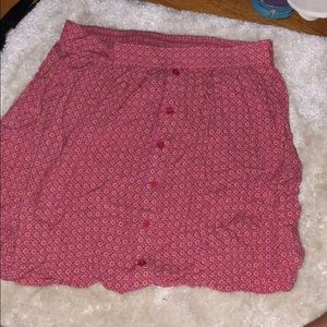 Floral coral pink skirt with buttons